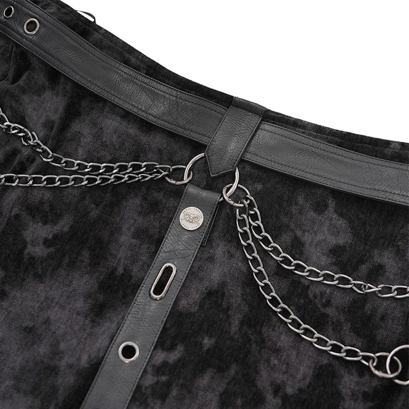 Men's Gothic Buckle-up Chain Rivets Skirt - Image 10