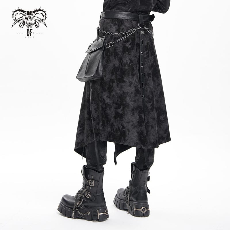 Men's Gothic Buckle-up Chain Rivets Skirt - Image 3