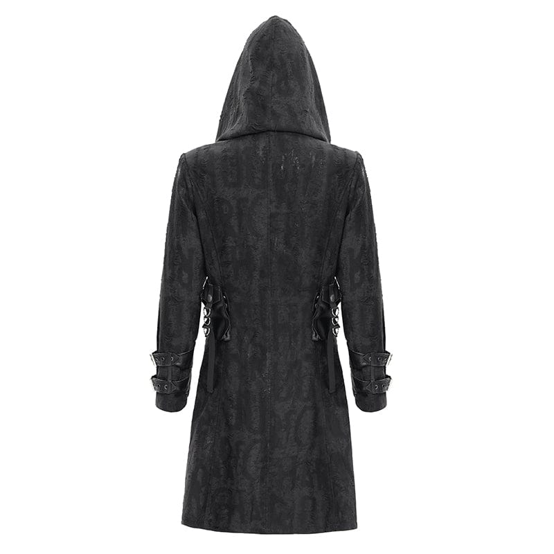 Men's Gothic Buckle-up Eyelets Jacket with Hood - Image 10