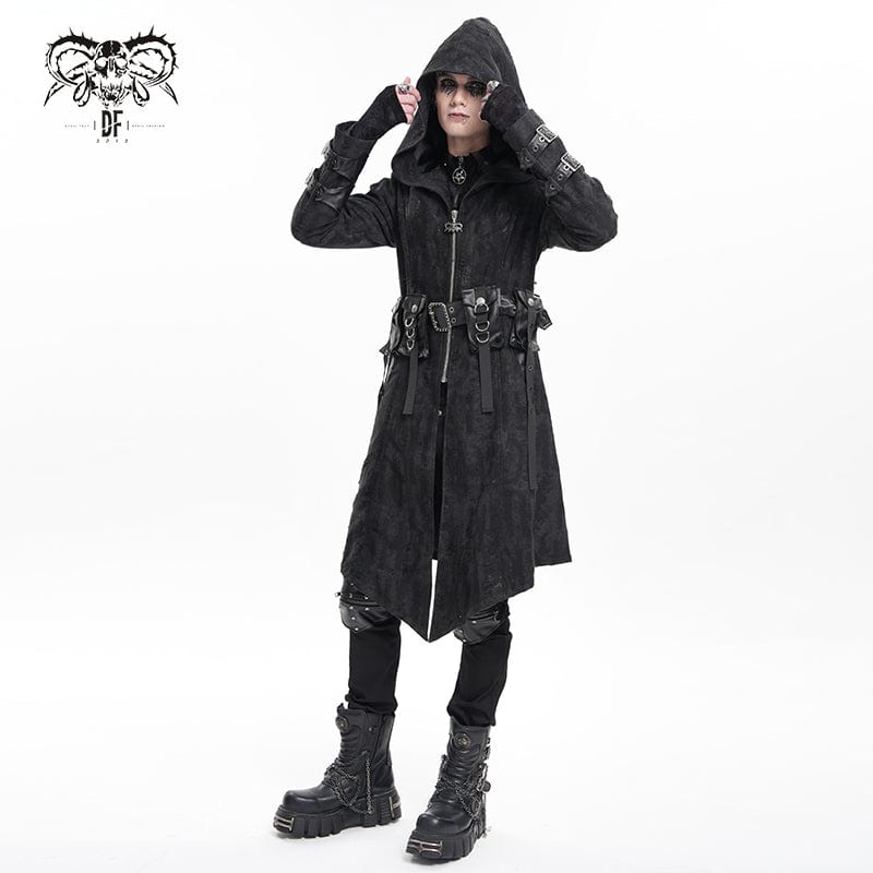 Men's Gothic Buckle-up Eyelets Jacket with Hood - Image 4