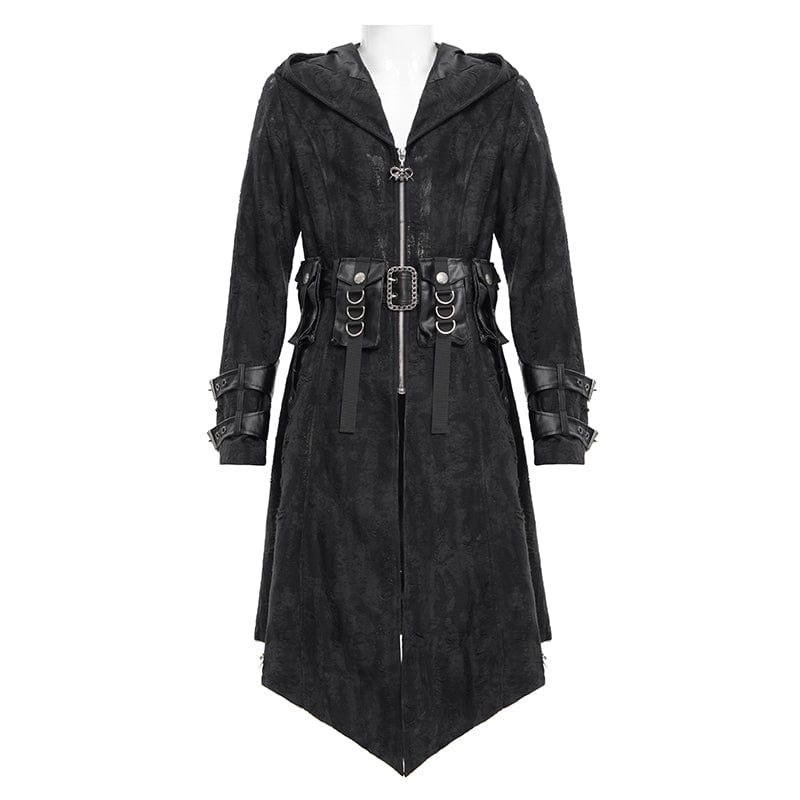Men's Gothic Buckle-up Eyelets Jacket with Hood - Image 8