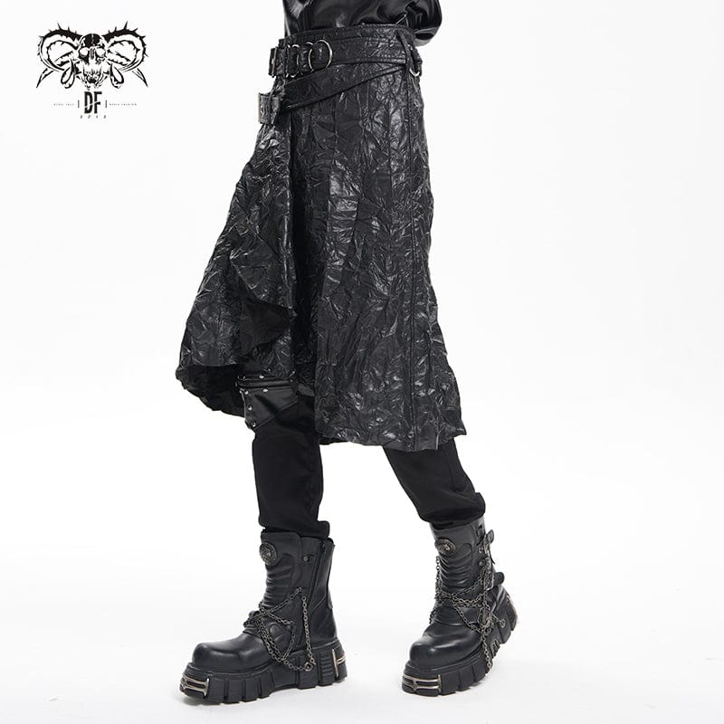 Men's Gothic Buckle-up Ring Eyelets Skirt - Image 3