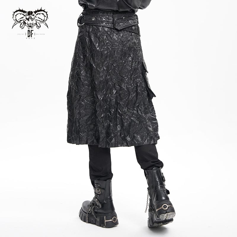 Men's Gothic Buckle-up Ring Eyelets Skirt - Image 4