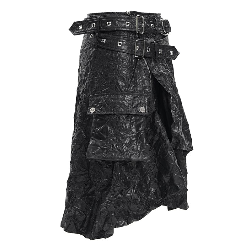 Men's Gothic Buckle-up Ring Eyelets Skirt - Image 8