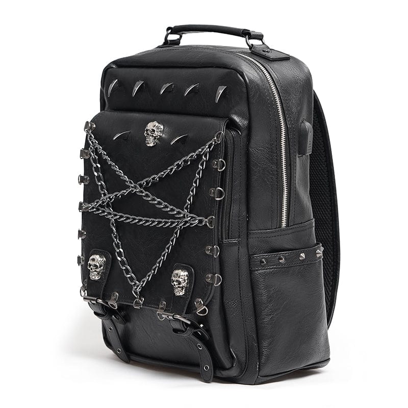Men's Gothic Buckle-up Rivets Skull Bag - Image 6