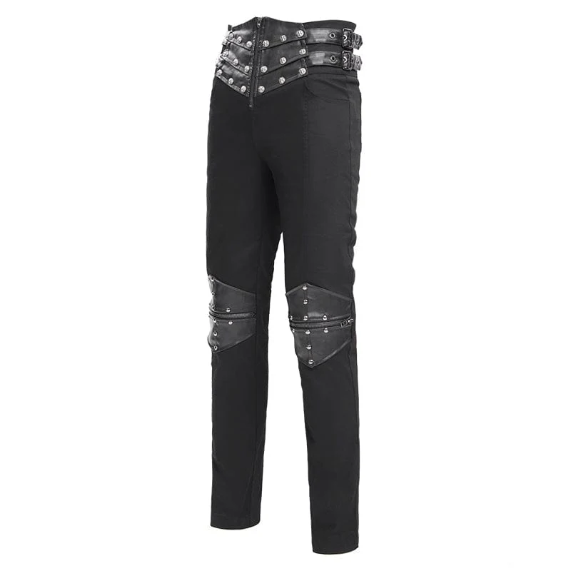 Men's Gothic Buckle-up Studs Trousers - Image 8