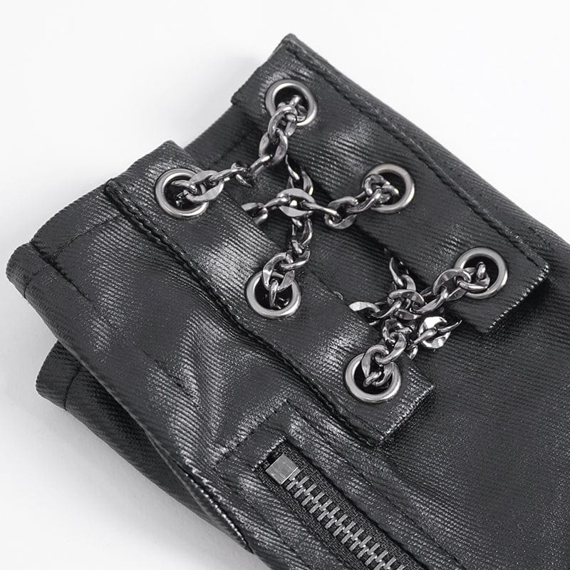 Men's Gothic Bullet Zipper Fingerless Gloves - Image 10