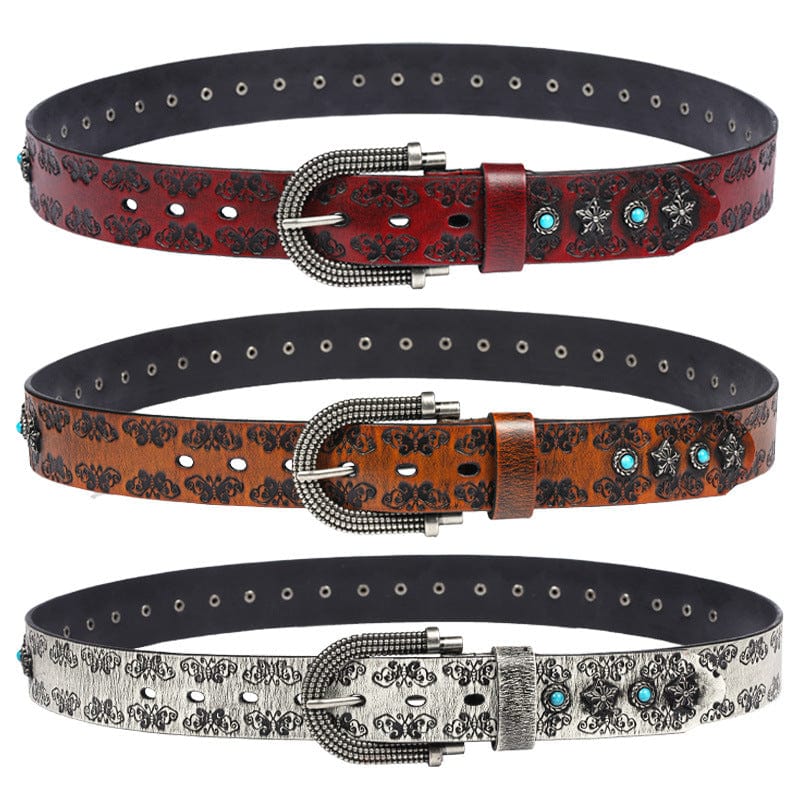 Men's Gothic Butterfly Embossed Belt - Image 7