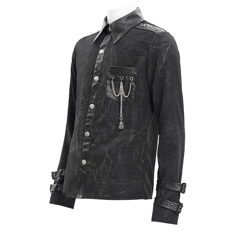 Men's Gothic Chain Buckle-up Shirt - Image 8