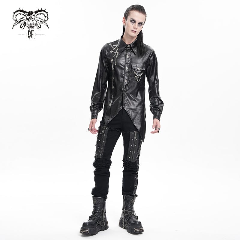 Men's Gothic Chain Eyelets Skull Shirt - Image 6