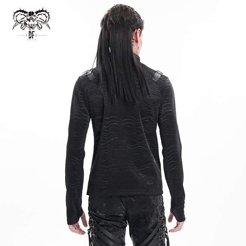 Men's Gothic Chain Rings Stand Collar Sweatershirt - Image 4