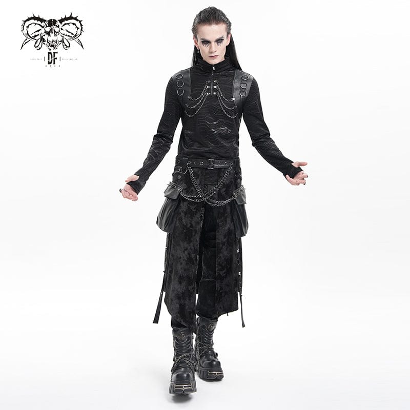 Men's Gothic Chain Rings Stand Collar Sweatershirt - Image 5