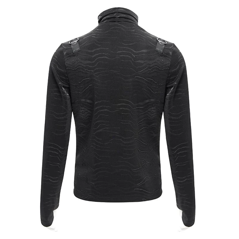 Men's Gothic Chain Rings Stand Collar Sweatershirt - Image 9