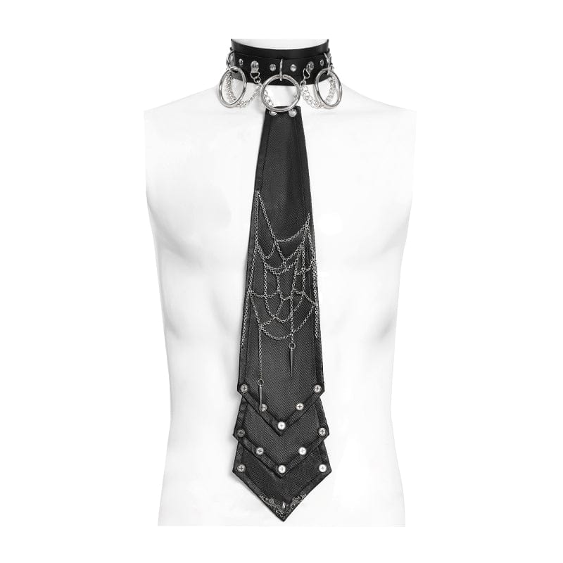 Men's Gothic Chain Splice Buckle Choker Necktie - Image 5