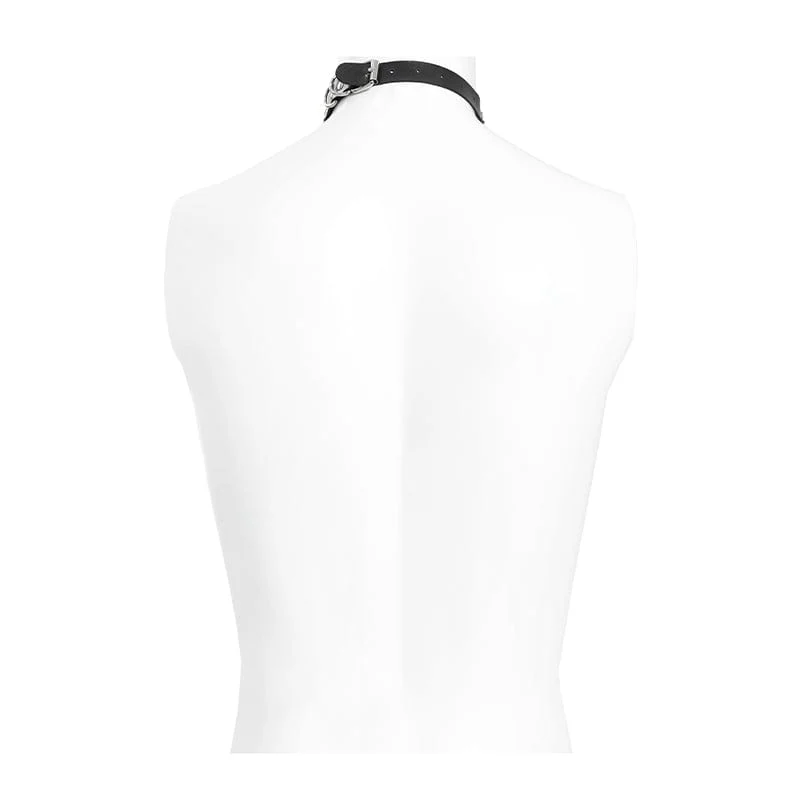 Men's Gothic Chain Splice Buckle Choker Necktie - Image 7