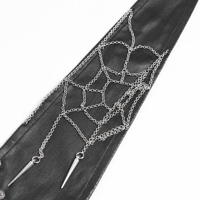 Men's Gothic Chain Splice Buckle Choker Necktie - Image 9