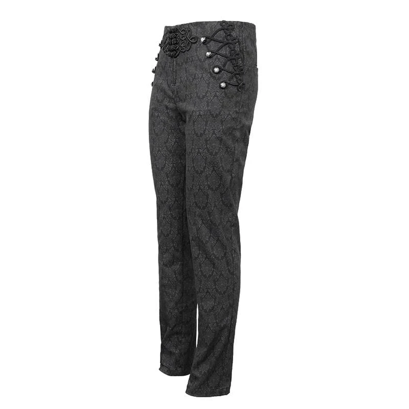 Men's Gothic Chinese Button Jacquard Pants - Image 5