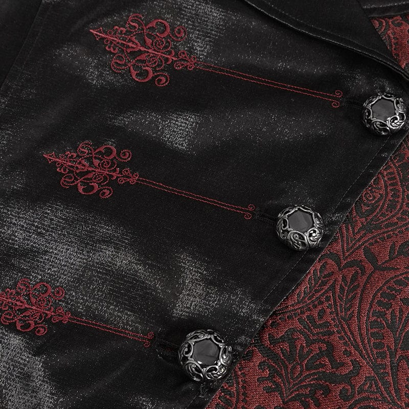 Men's Gothic Contrast Color Embossed Feather Waistcoat - Image 13