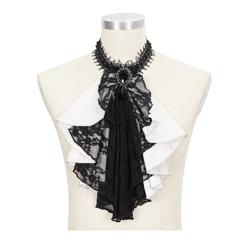 Men's Gothic Contrast Color Multilayer Lace Neckwear - Image 3