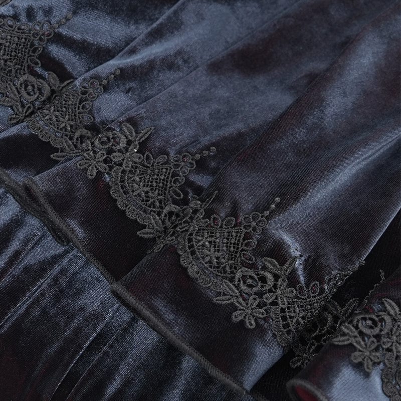 Men's Gothic Crochet Strap Cloak Black Red - Image 11