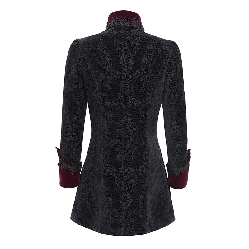 Men's Gothic Cross Crochet Jacket Black Red - Image 8