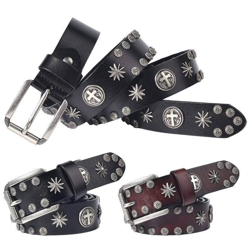 Men's Gothic Cross Studded Belt - Image 6