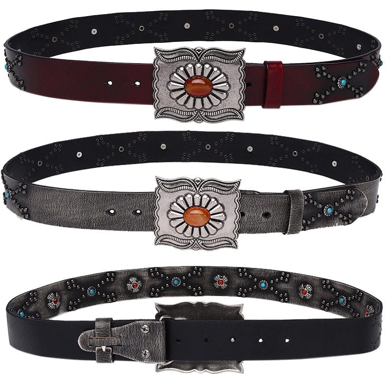 Men's Gothic Diamante Cross Studded Belt - Image 6