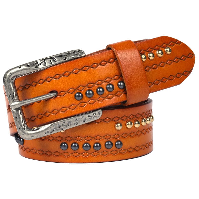 Men's Gothic Diamond Embossed Studded Belt - Image 7