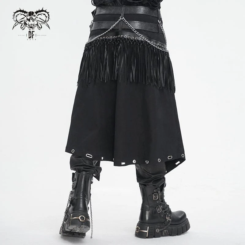 Men's Gothic Double-belt Tassels Kilt - Image 3