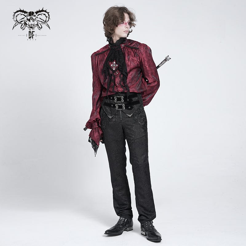 Men's Gothic Double Buckles High-waisted Suit Pants - Image 6