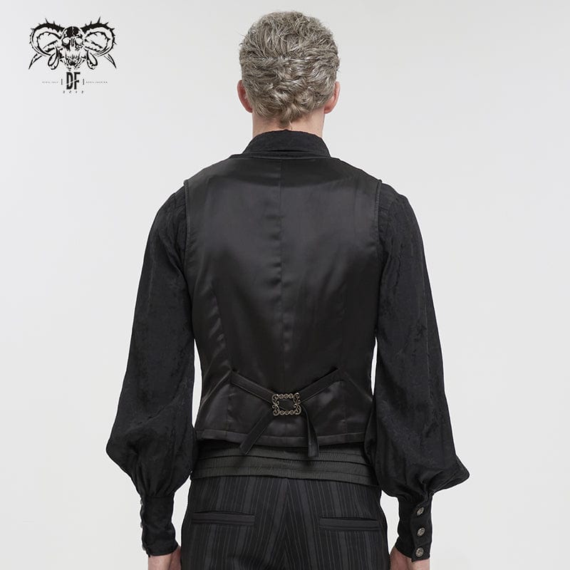 Men's Gothic Embossed Waistcoat with Brooch Red - Image 4