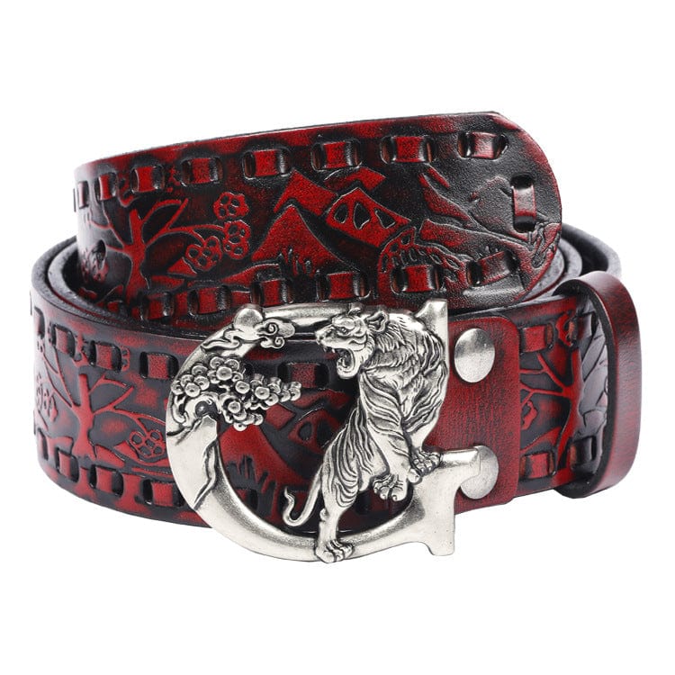 Men's Gothic Emobossed Tiger Belt - Image 5