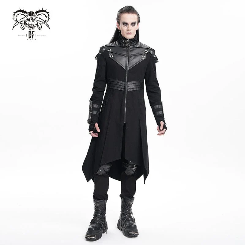 Men's Gothic Eyelets Buckle-up Ring Coat - Image 3