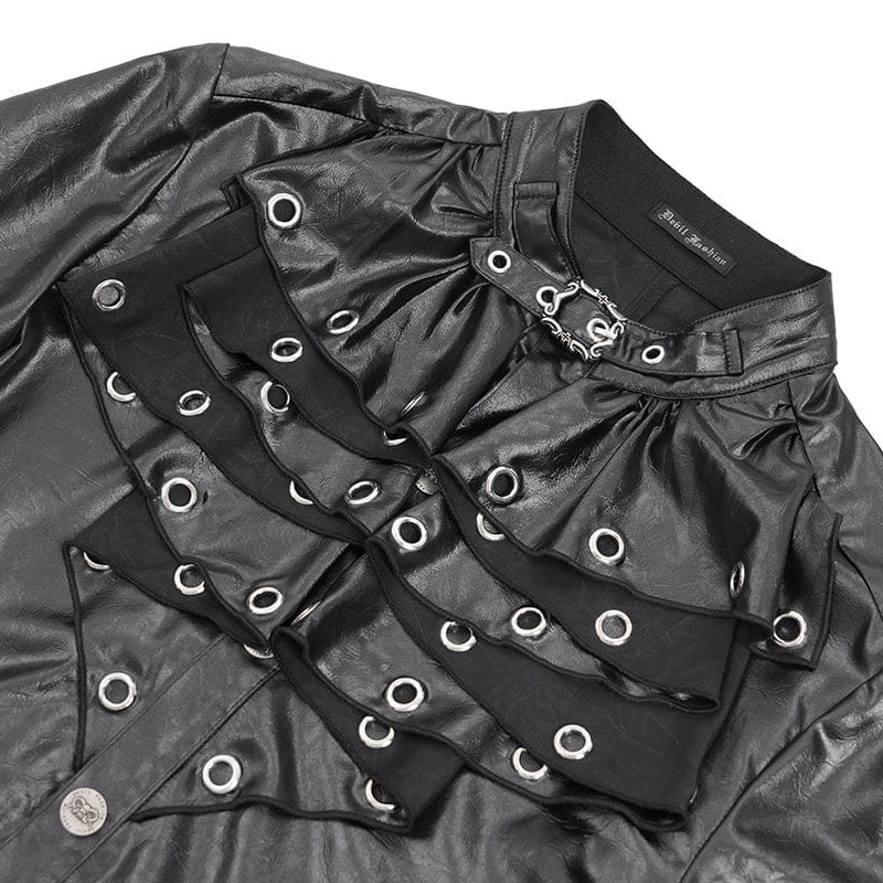 Men's Gothic Eyelets Buckle-up Shirt - Image 11