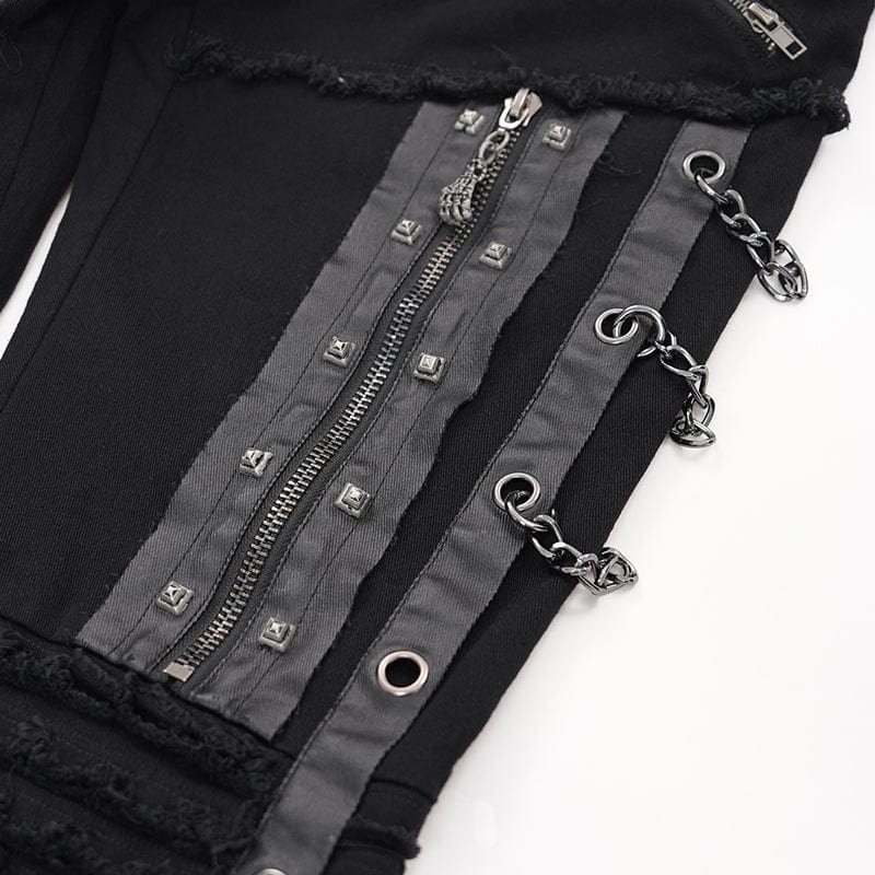 Men's Gothic Eyelets Chains Studs Trousers - Image 11
