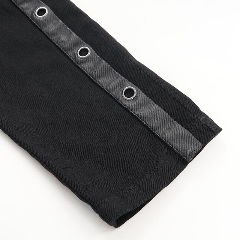 Men's Gothic Eyelets Chains Studs Trousers - Image 12