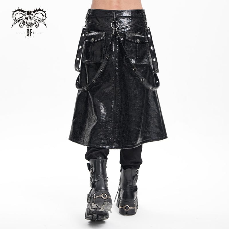 Men's Gothic Eyelets Strap Rings Skirt - Image 4
