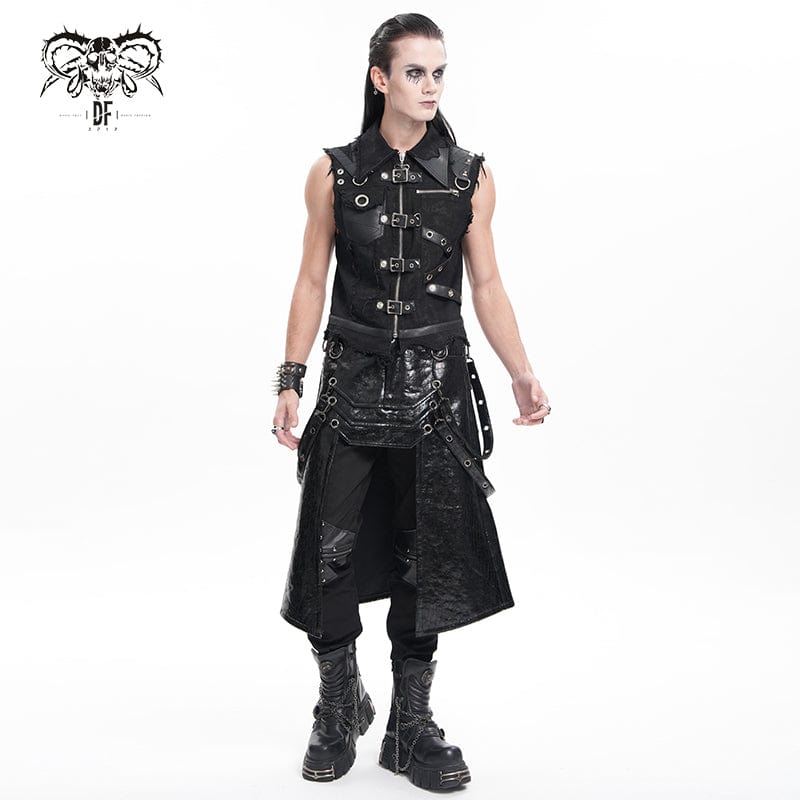 Men's Gothic Eyelets Strap Rings Skirt - Image 5