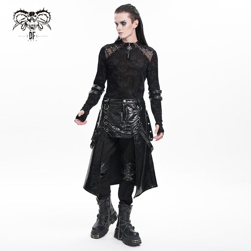 Men's Gothic Eyelets Strap Rings Skirt - Image 6