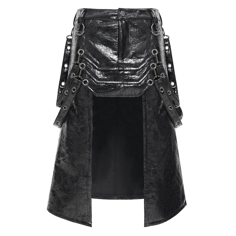 Men's Gothic Eyelets Strap Rings Skirt - Image 7