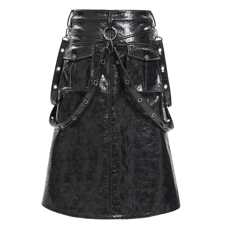 Men's Gothic Eyelets Strap Rings Skirt - Image 9