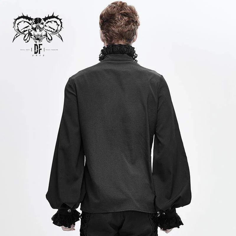 Men's Gothic Falbala Collar Ruffles Puff Sleeves Shirts - Image 3