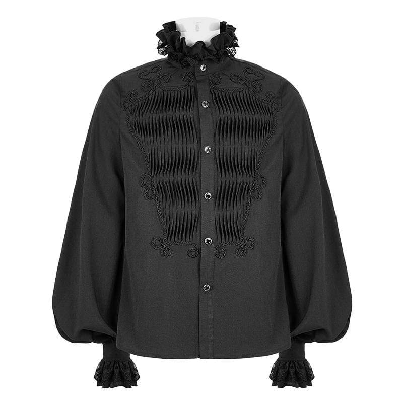 Men's Gothic Falbala Collar Ruffles Puff Sleeves Shirts - Image 4