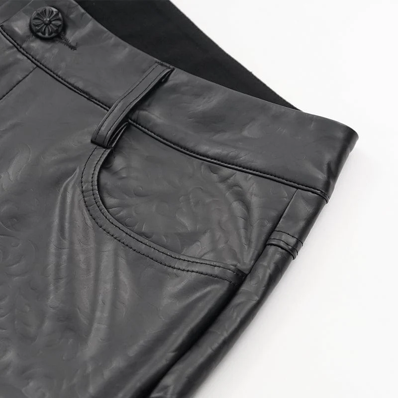 Men's Gothic Faux Leathet Button Trousers - Image 11
