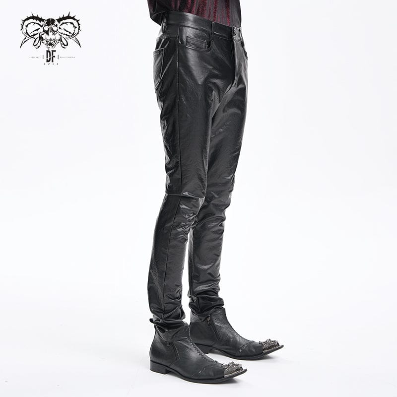 Men's Gothic Faux Leathet Button Trousers - Image 2