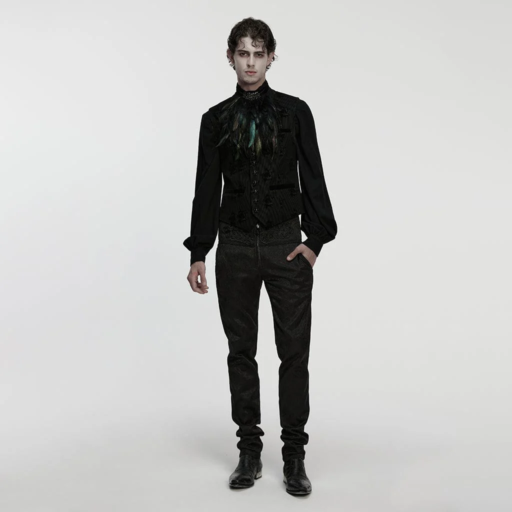 Men's Gothic Feather Velvet Collar - Image 4
