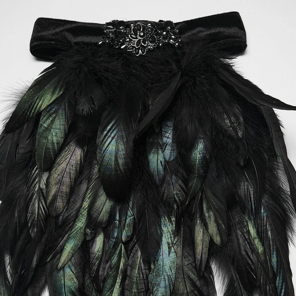 Men's Gothic Feather Velvet Collar - Image 9