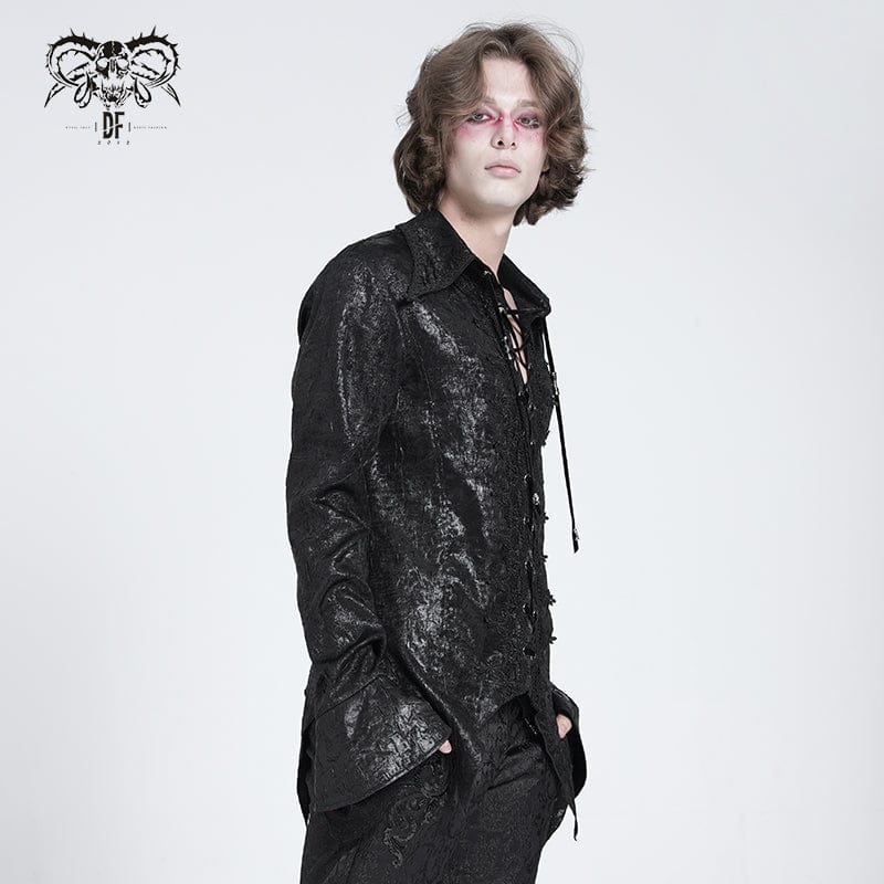Men's Gothic Flared Sleeved Lace-up Swallow-tailed Shirt - Image 3