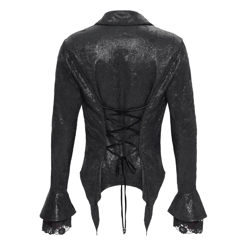 Men's Gothic Flared Sleeved Lace-up Swallow-tailed Shirt - Image 9