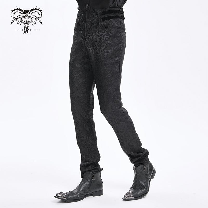 Men's Gothic Floral Branded Zip Trousers - Image 3